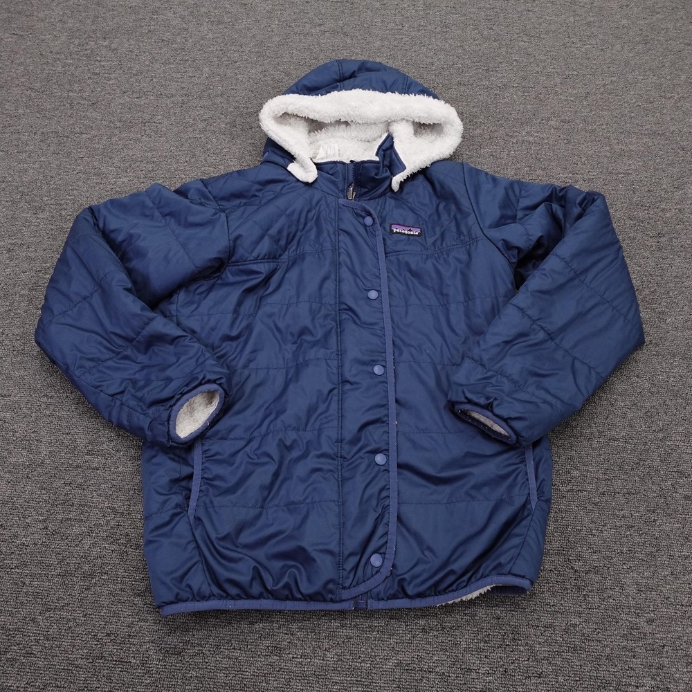 Patagonia Puffer Jacket Girls XL 14 Blue Reversible Dream Song Hoody 68180